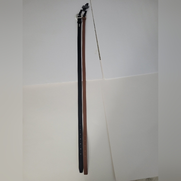 Steve Madden Womens 2 Pack Brown and Black Buckle Belts - Picture 1 of 10